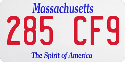 MA license plate 285CF9