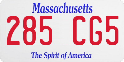 MA license plate 285CG5