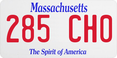 MA license plate 285CH0