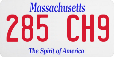 MA license plate 285CH9