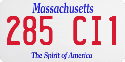MA license plate 285CI1