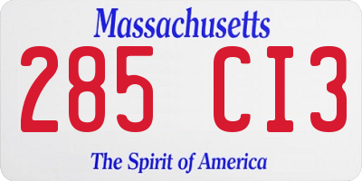 MA license plate 285CI3