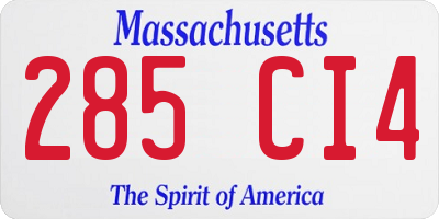 MA license plate 285CI4