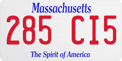 MA license plate 285CI5