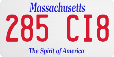MA license plate 285CI8