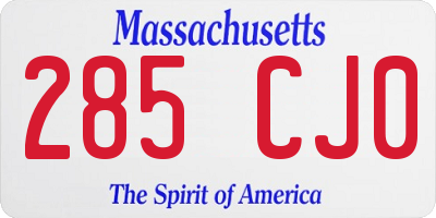 MA license plate 285CJ0
