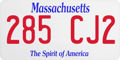 MA license plate 285CJ2