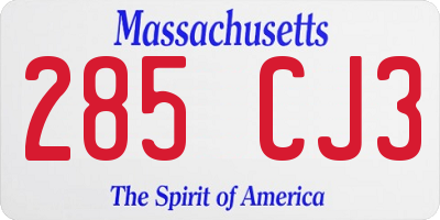 MA license plate 285CJ3