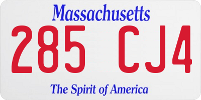MA license plate 285CJ4