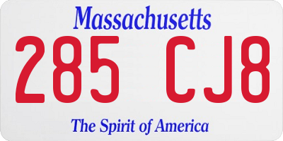 MA license plate 285CJ8
