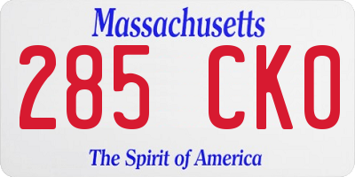 MA license plate 285CK0