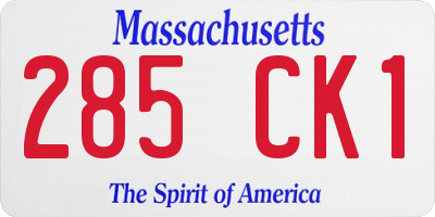 MA license plate 285CK1