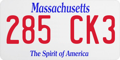 MA license plate 285CK3