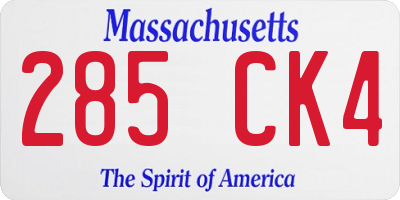 MA license plate 285CK4
