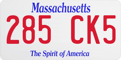 MA license plate 285CK5