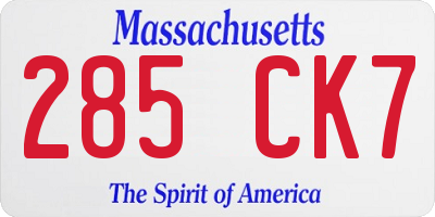MA license plate 285CK7