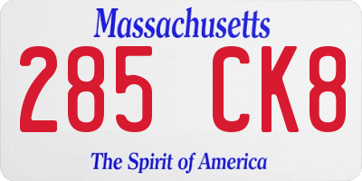 MA license plate 285CK8