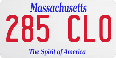 MA license plate 285CL0