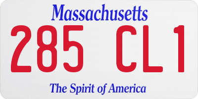 MA license plate 285CL1