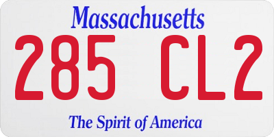 MA license plate 285CL2