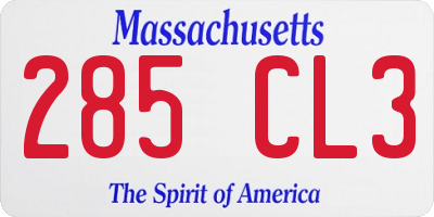 MA license plate 285CL3