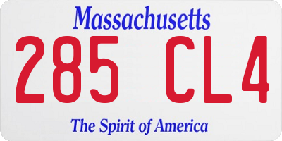 MA license plate 285CL4