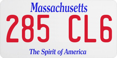 MA license plate 285CL6