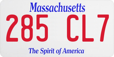 MA license plate 285CL7