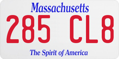 MA license plate 285CL8