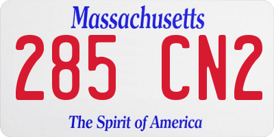 MA license plate 285CN2
