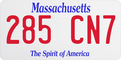 MA license plate 285CN7