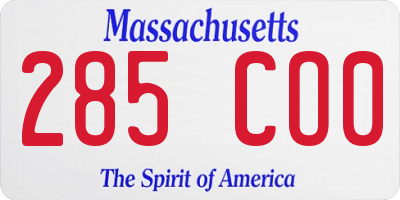 MA license plate 285CO0