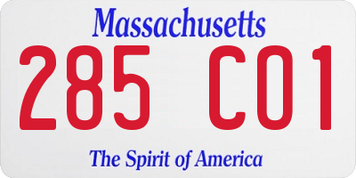 MA license plate 285CO1