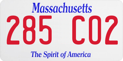 MA license plate 285CO2