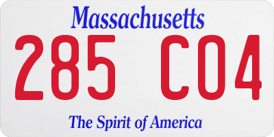 MA license plate 285CO4