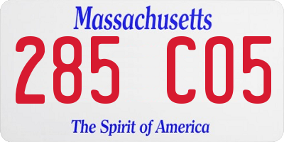 MA license plate 285CO5