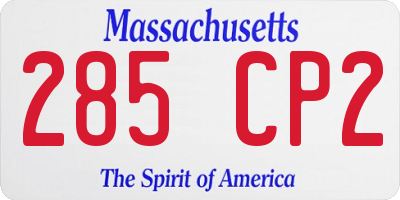 MA license plate 285CP2