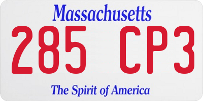 MA license plate 285CP3
