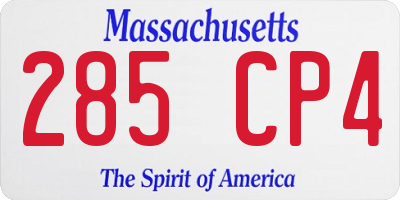 MA license plate 285CP4