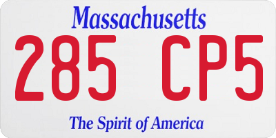 MA license plate 285CP5