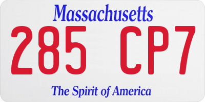MA license plate 285CP7