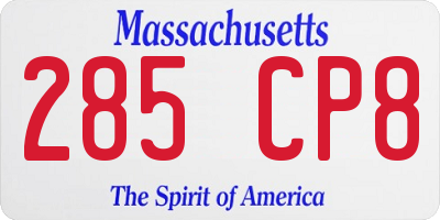 MA license plate 285CP8
