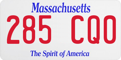 MA license plate 285CQ0