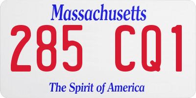 MA license plate 285CQ1