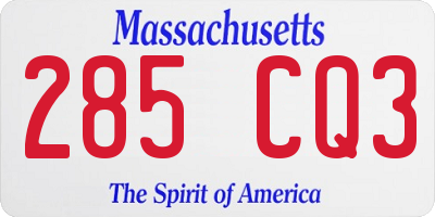 MA license plate 285CQ3