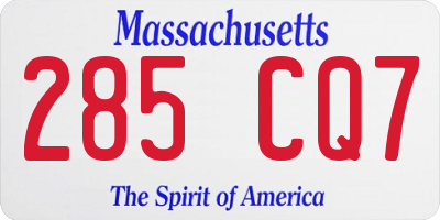 MA license plate 285CQ7