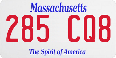MA license plate 285CQ8