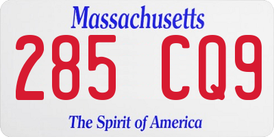 MA license plate 285CQ9