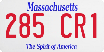 MA license plate 285CR1