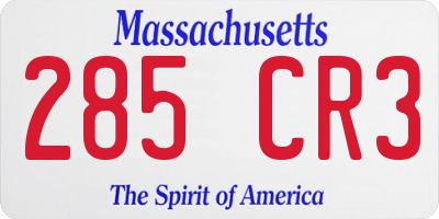 MA license plate 285CR3